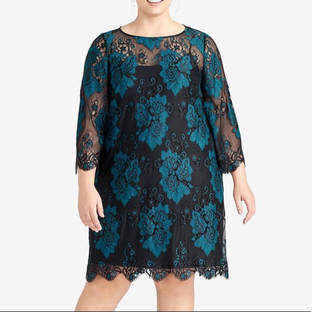 NWT Rachel Roy Two Tone Lace Cocktail Dress Black
